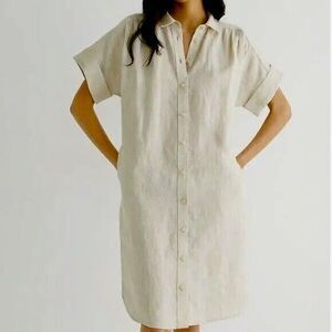 J. Crew Baird Mcnutt Irish Linen Relaxed Short Sleeve Shirt Dress XXS EUC!